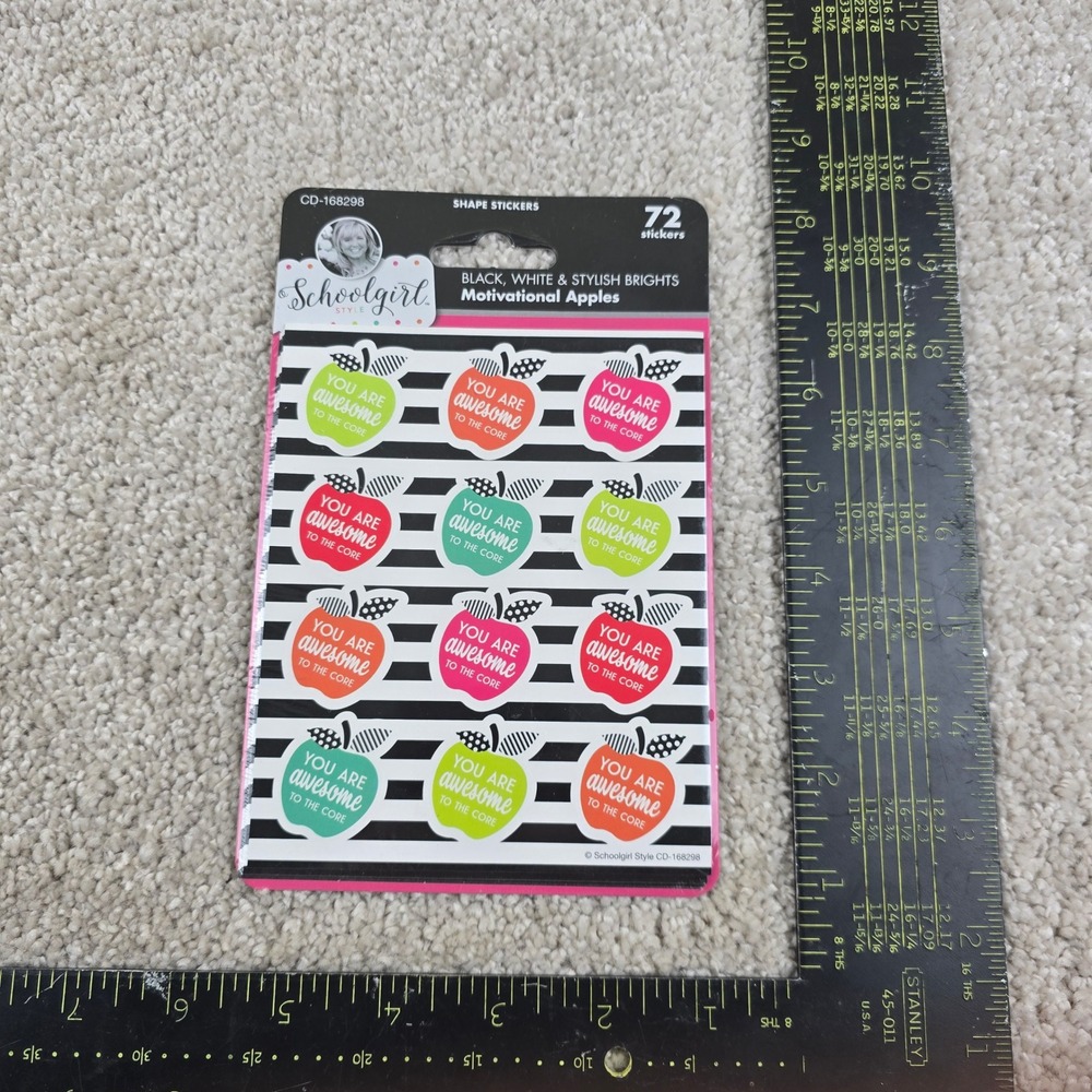 Schoolgirl Style Motivational Apple Shape Stickers Multicolor 72 Count CD-168298